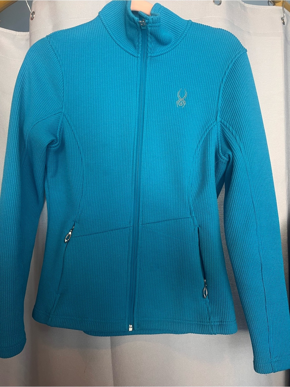 Spyder Women's Teal Zip-Up Ribbed Jacket